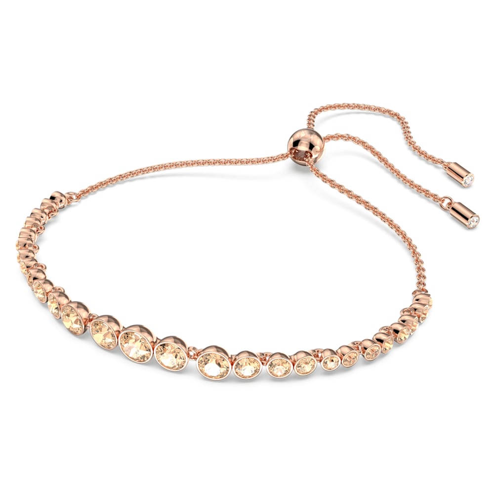 Emily bracelet, Mixed round cuts, Pink, Rose gold-tone plated