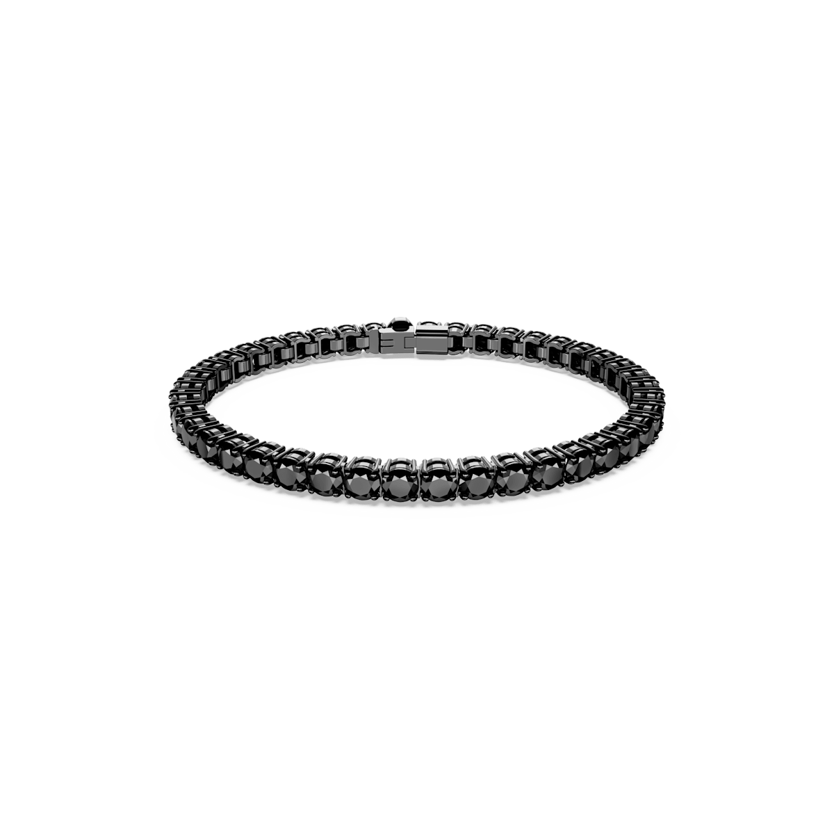 Matrix Tennis bracelet, Round cut, Black, Ruthenium plated