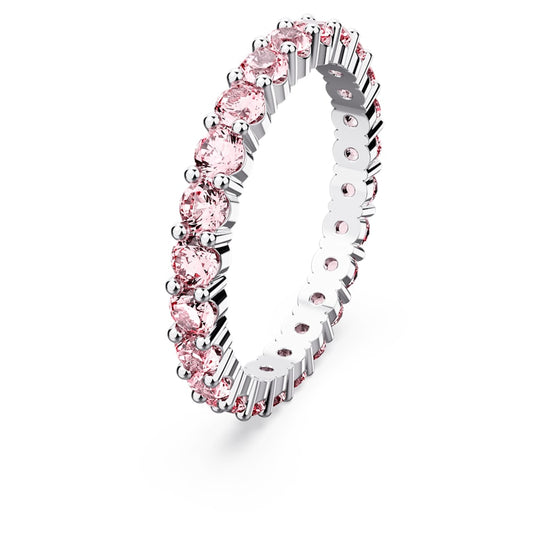 Matrix ring, Round cut, Pink, Rhodium plated Size 62