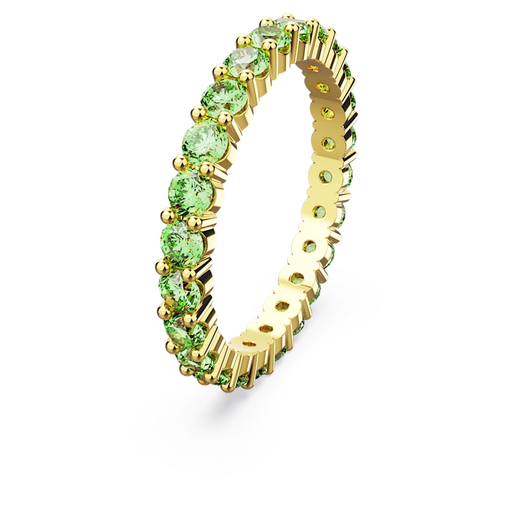 Matrix ring, Round cut, Green, Gold-tone plated Size 62