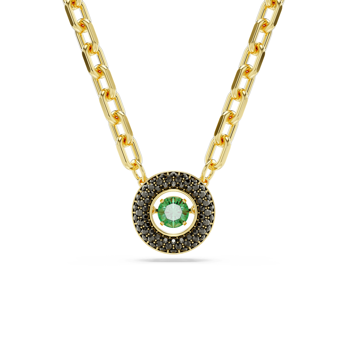 Swarovski Sparkling Dance pendant, Green, Gold-tone plated