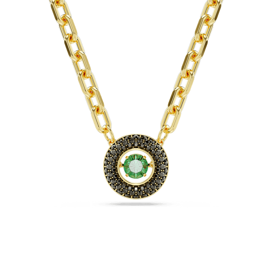 Swarovski Sparkling Dance pendant, Green, Gold-tone plated