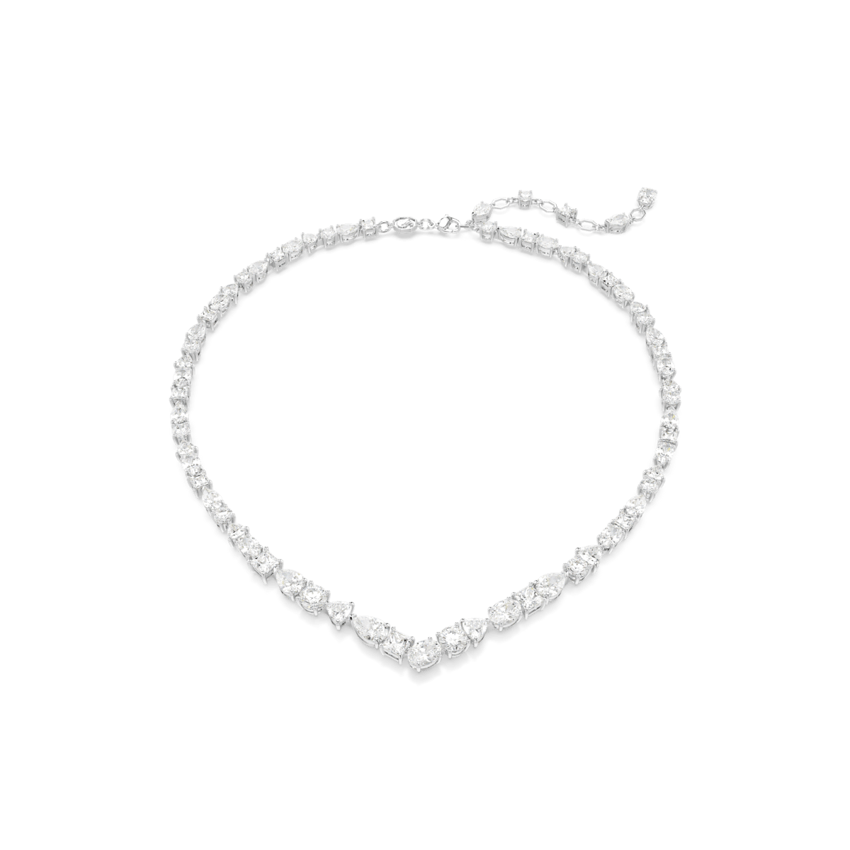 Matrix Tennis necklace, Round cut, White, Rhodium plated