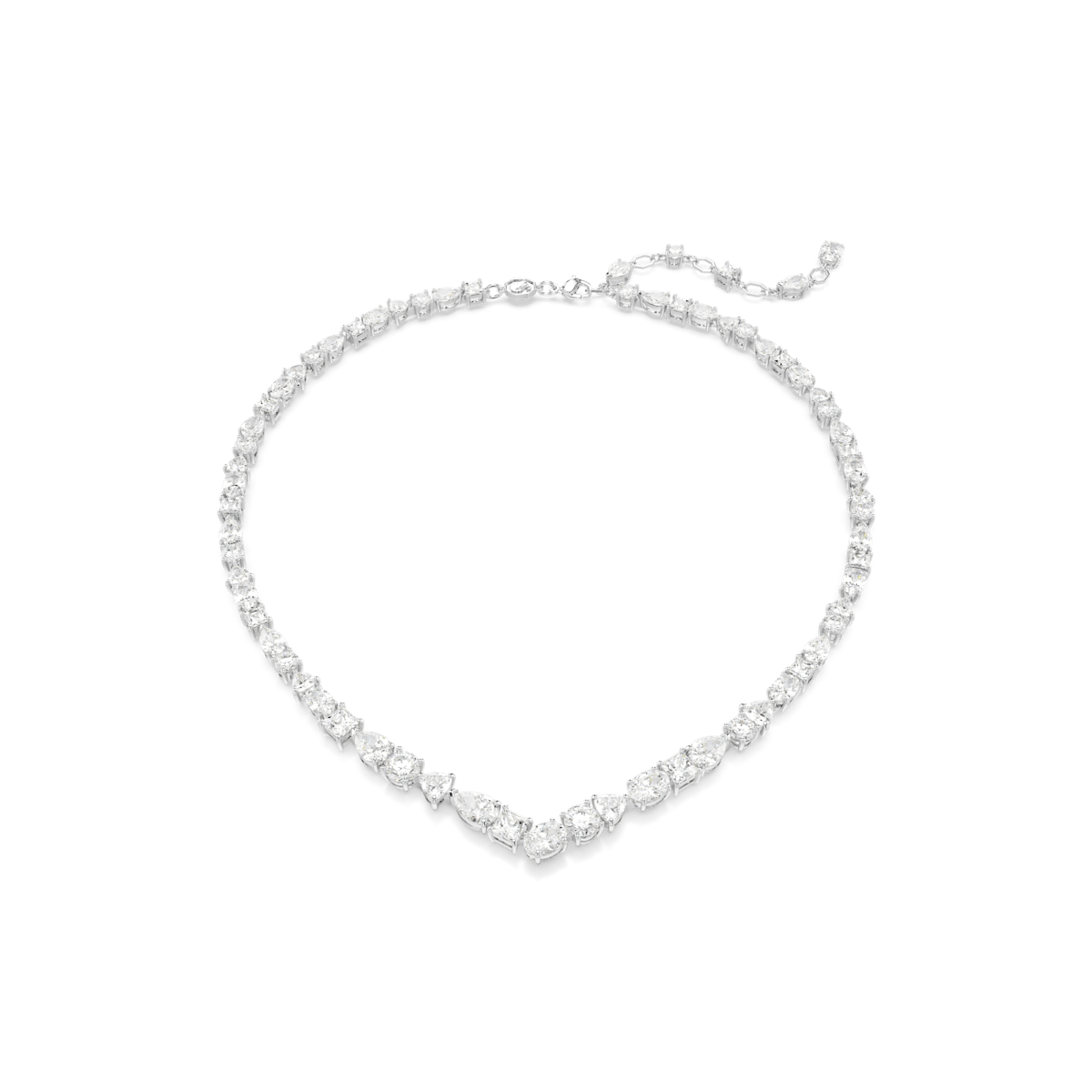 Mesmera necklace, Mixed cuts, White, Rhodium plated