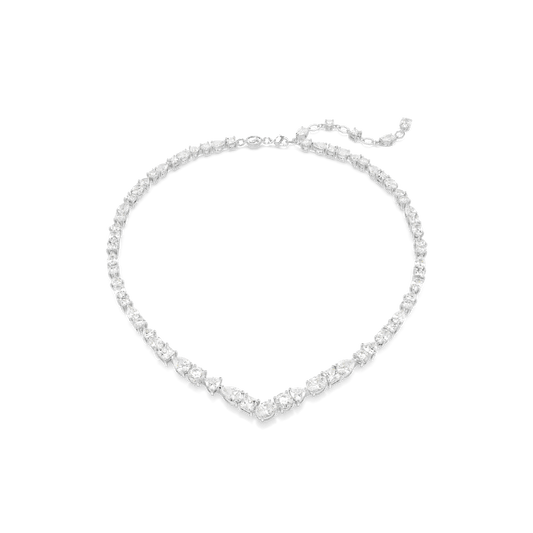 Mesmera necklace, Mixed cuts, White, Rhodium plated