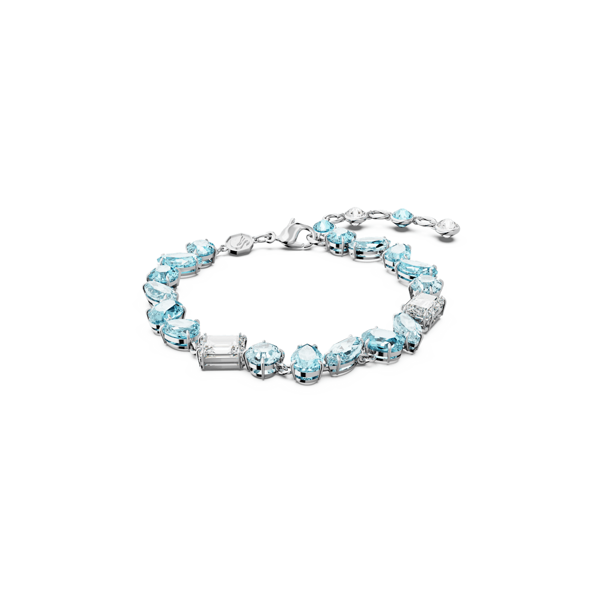 Gema bracelet, Mixed cuts, Blue, Rhodium plated
