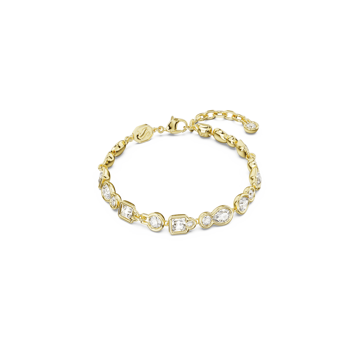 Dextera bracelet, Mixed cuts, White, Gold-tone plated