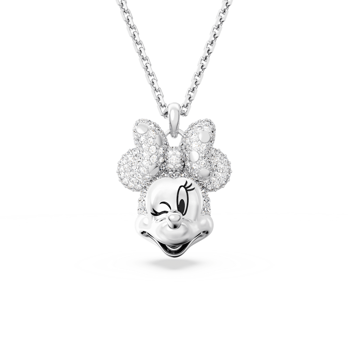 Disney Minnie Mouse pendant, Head-shaped, White, Rhodium plated