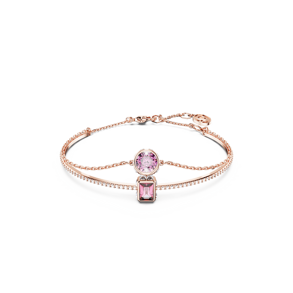 Stilla bangle, Mixed cuts, Pink, Rose gold-tone plated