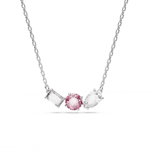 Mesmera pendant, Mixed cuts, Pink, Rhodium plated