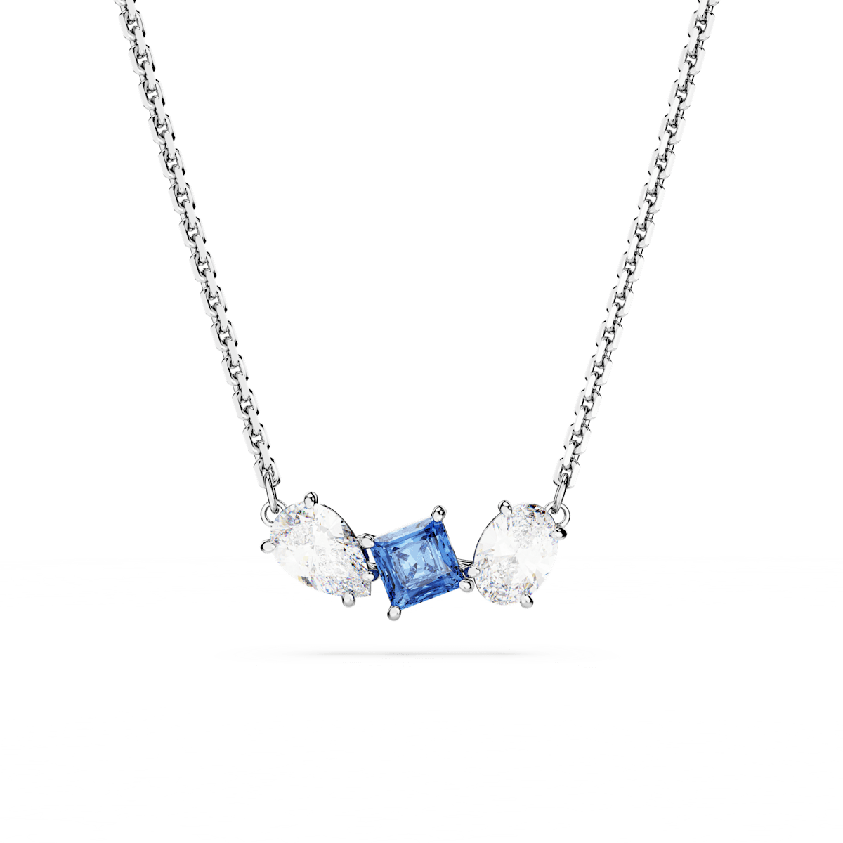 Mesmera pendant, Mixed cuts, Blue, Rhodium plated