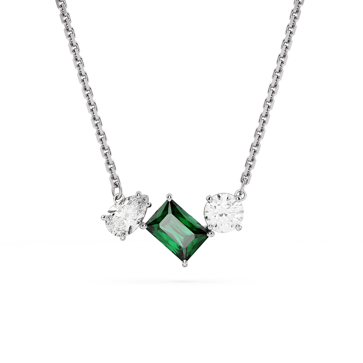 Mesmera pendant, Mixed cuts, Green, Rhodium plated