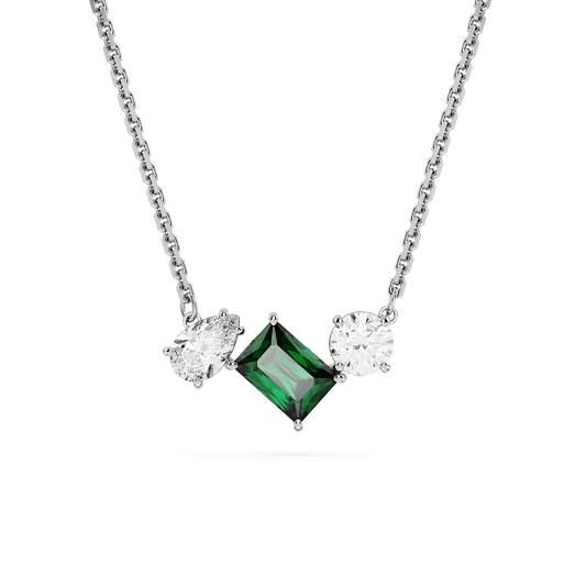 Mesmera pendant, Mixed cuts, Green, Rhodium plated