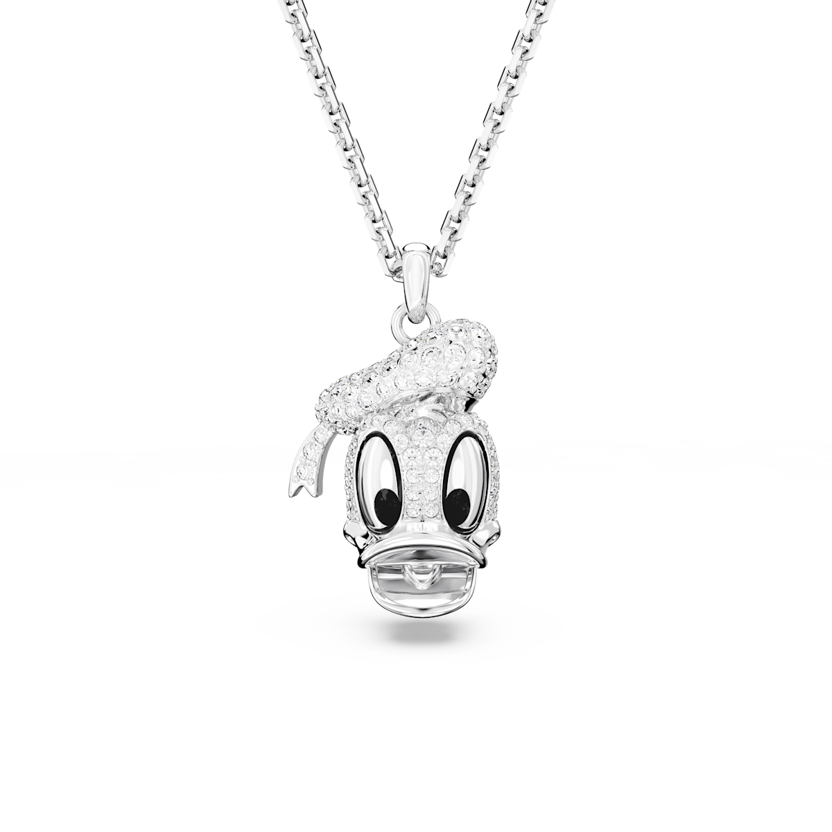 Disney Donald Duck pendant, Head-shaped, White, Rhodium plated