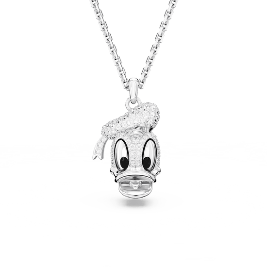 Disney Donald Duck pendant, Head-shaped, White, Rhodium plated