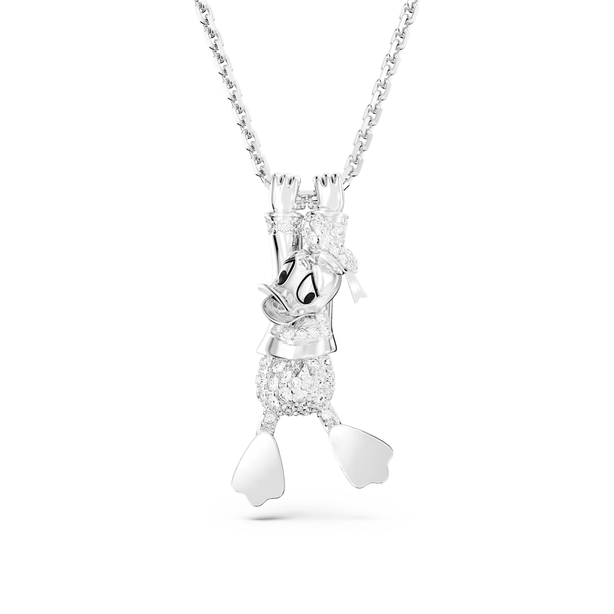 Disney Donald Duck pendant, White, Rhodium plated