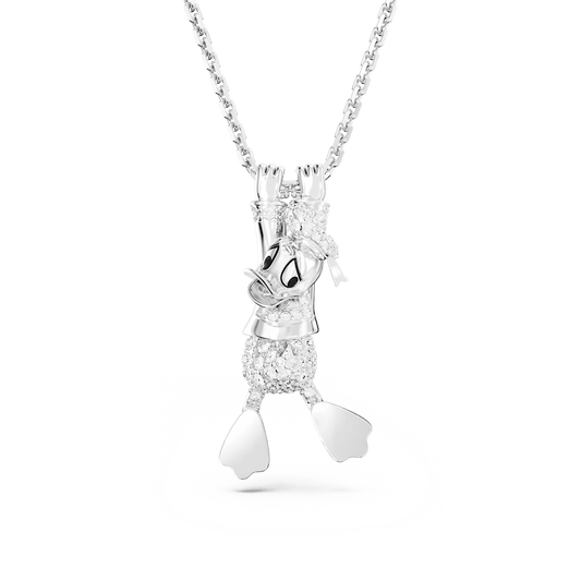 Disney Donald Duck pendant, White, Rhodium plated