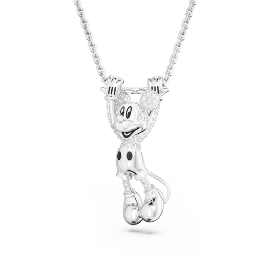 Disney Mickey Mouse pendant, White, Rhodium plated