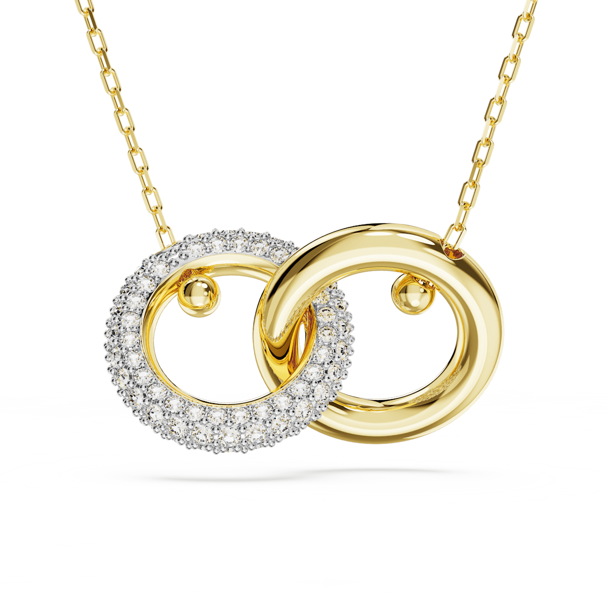 Dextera pendant, Interlocking loop, White, Gold-tone plated