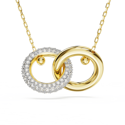 Dextera pendant, Interlocking loop, White, Gold-tone plated