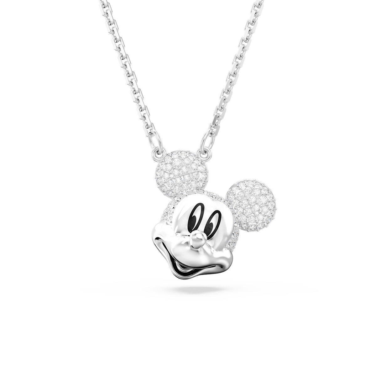 Disney Mickey Mouse pendant, Head-shaped, White, Rhodium plated
