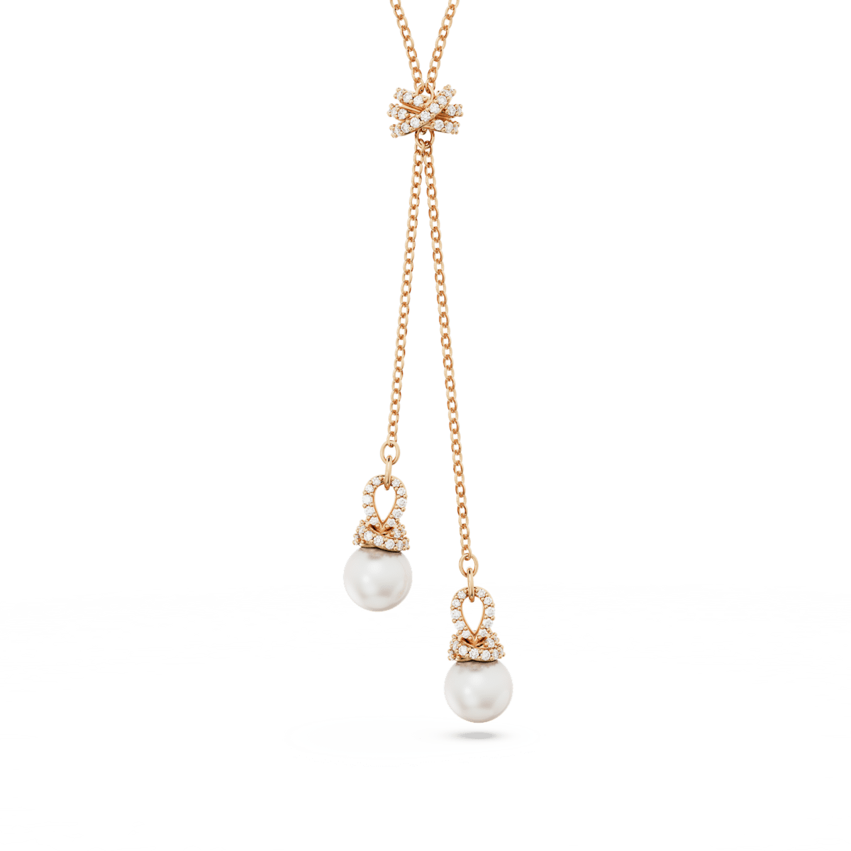 Originally Y pendant, White, Rose gold-tone plated