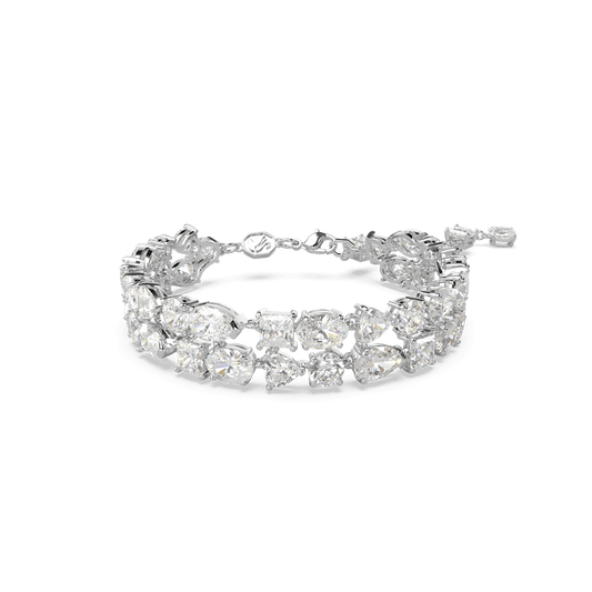 Mesmera bracelet, Mixed cuts, White, Rhodium plated