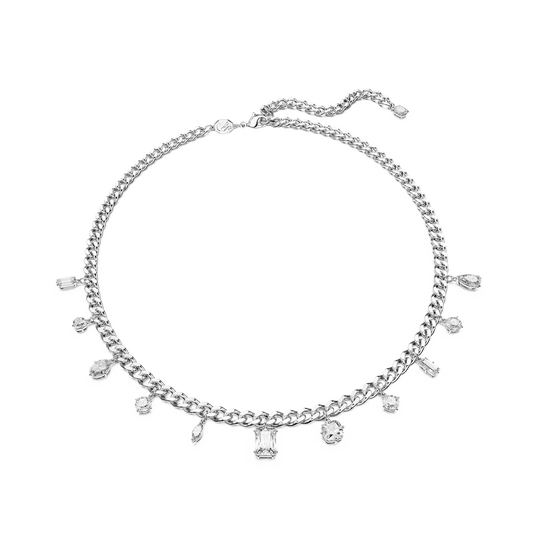 Dextera necklace, Mixed cuts, White, Rhodium plated