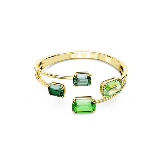 Millenia bangle, Octagon cut, Green, Gold-tone plated