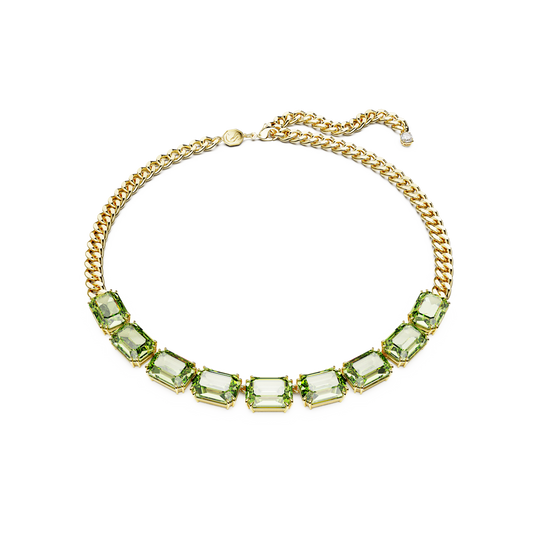 Millenia necklace, Octagon cut, Green, Gold-tone plated