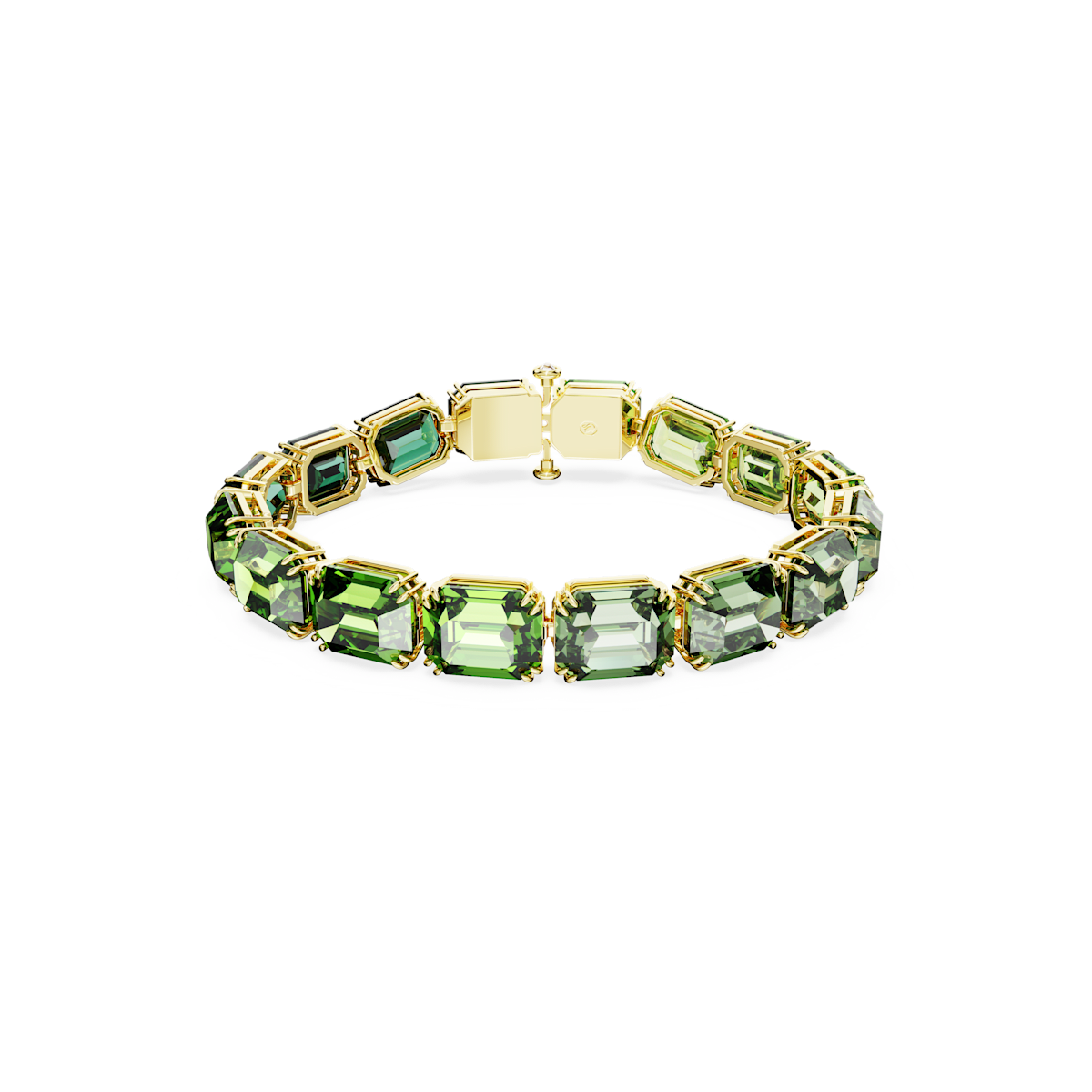 Millenia bracelet, Octagon cut, Color gradient, Green, Gold-tone plated
