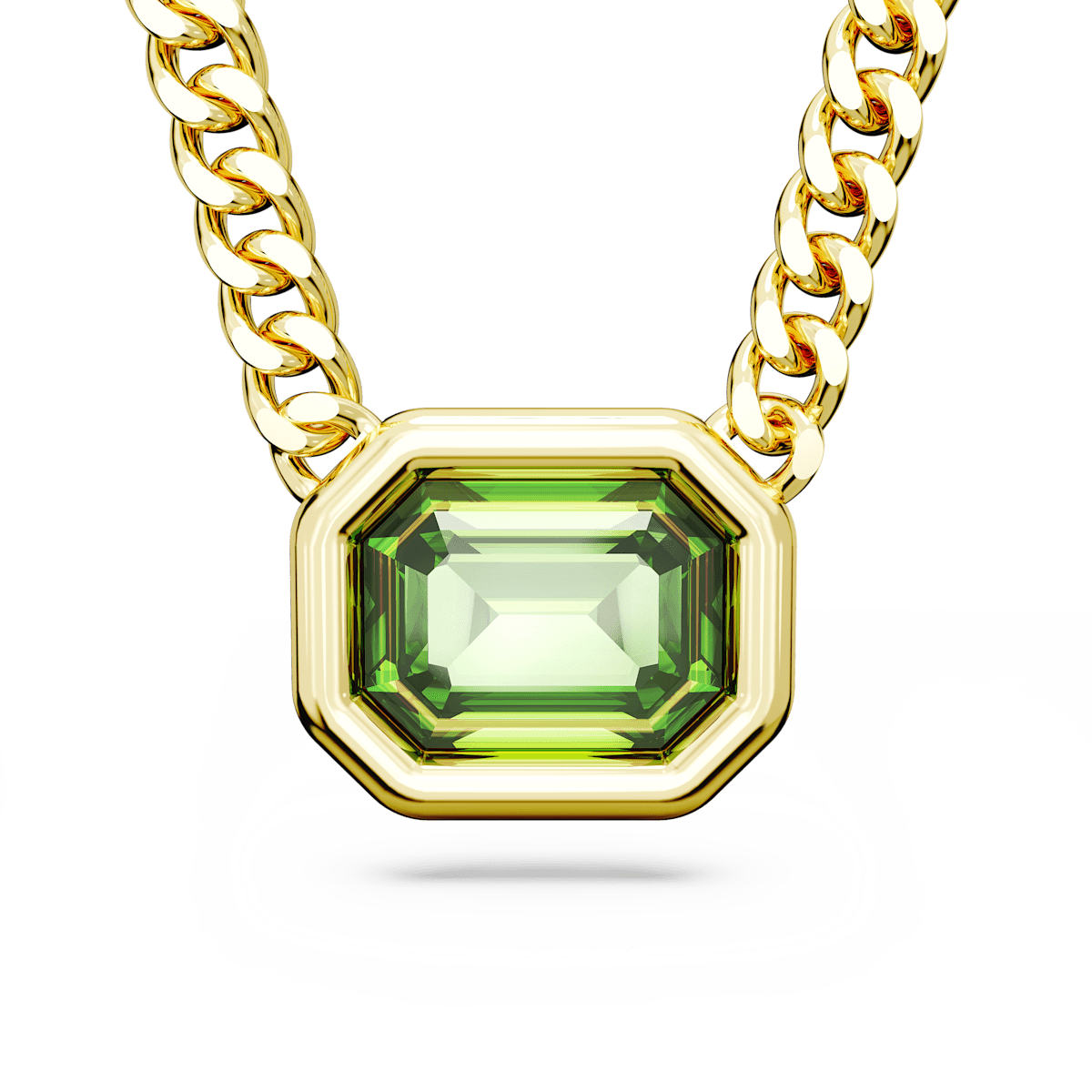 Millenia pendant, Octagon cut, Green, Gold-tone plated