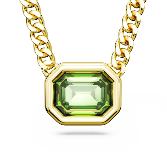 Millenia pendant, Octagon cut, Green, Gold-tone plated