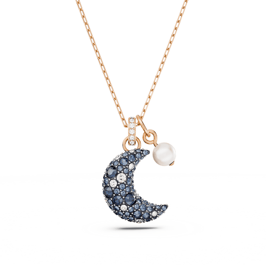 Luna pendant, Moon, Multicolored, Rose gold-tone plated