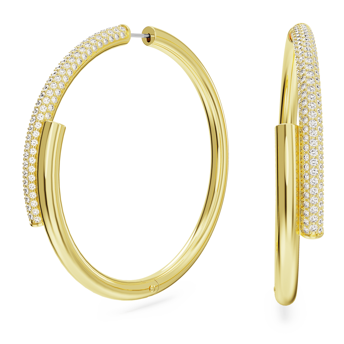 Dextera hoop earrings, White, Gold-tone plated