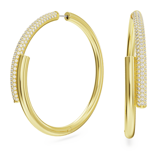 Dextera hoop earrings, White, Gold-tone plated