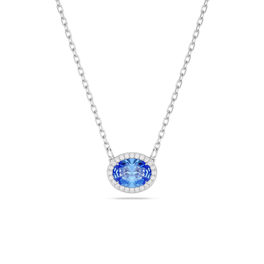 Constella necklace, Oval cut, Blue, Rhodium plated