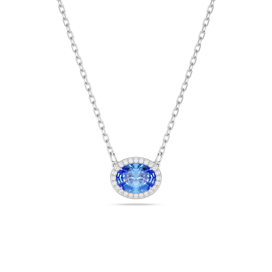 Constella necklace, Oval cut, Blue, Rhodium plated