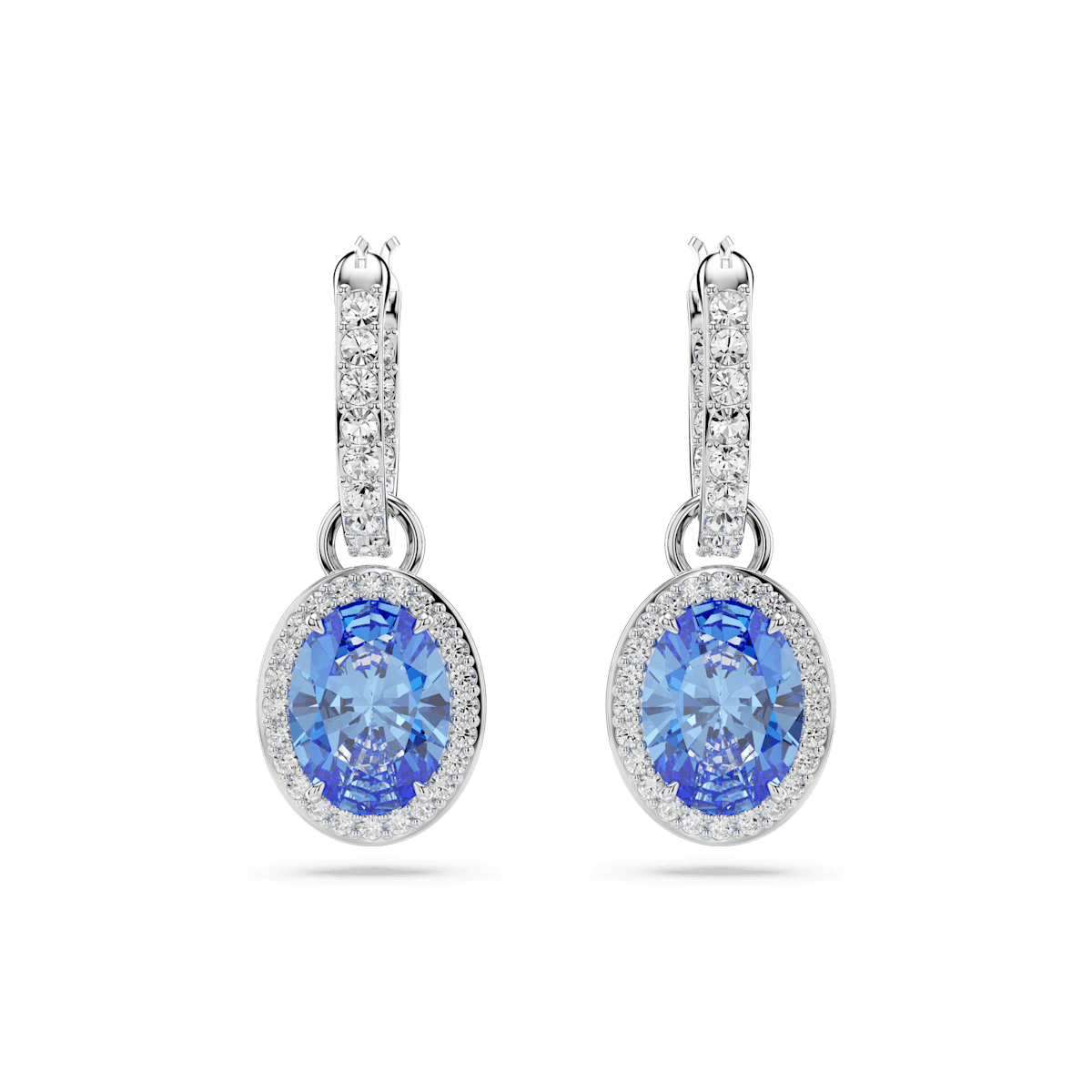 Constella drop earrings, Oval cut, Blue, Rhodium plated