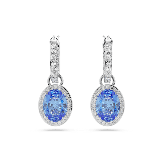 Constella drop earrings, Oval cut, Blue, Rhodium plated