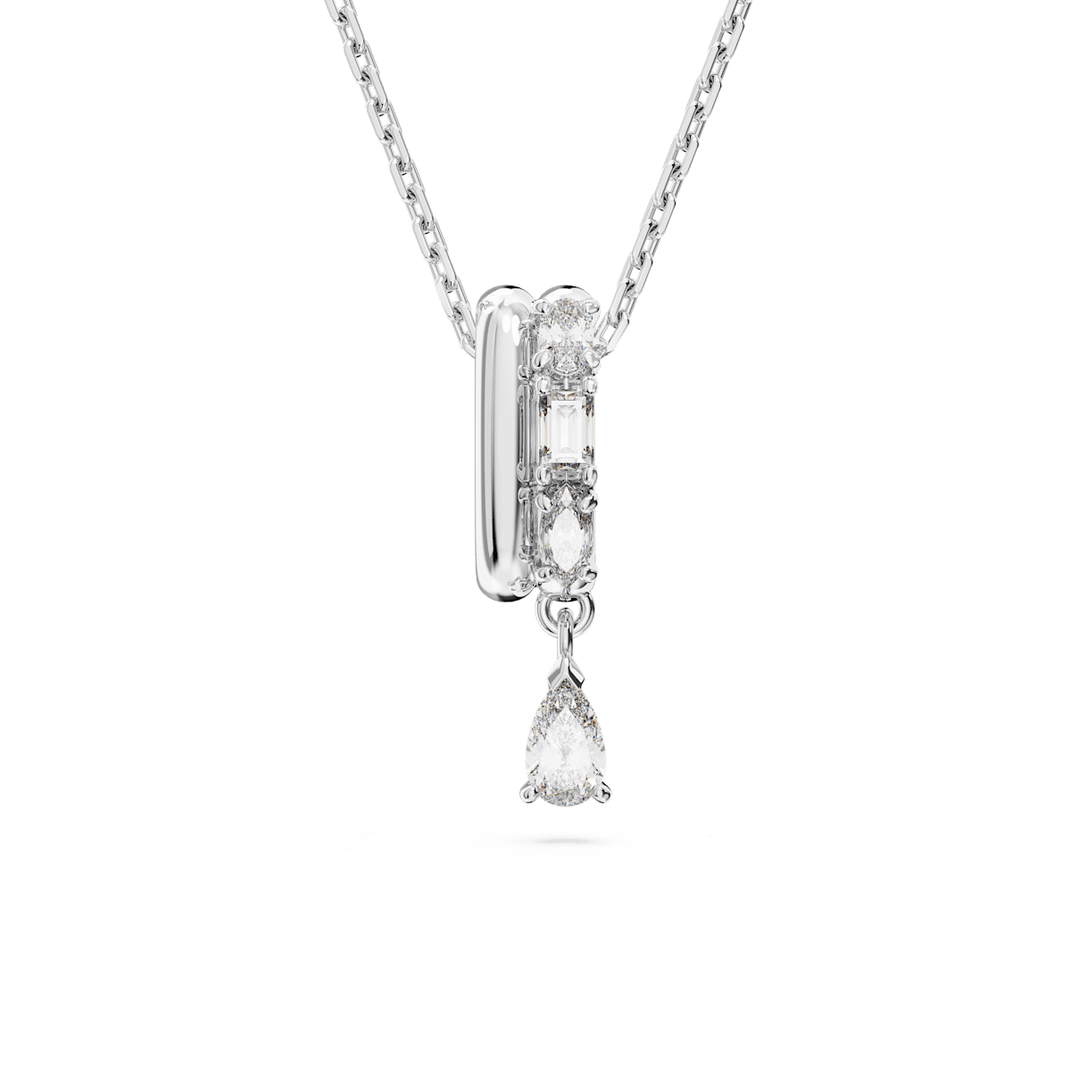 Dextera pendant, Mixed cuts, White, Rhodium plated