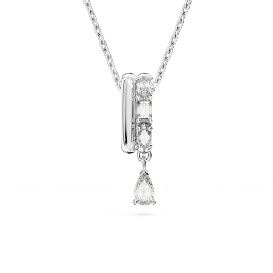 Dextera pendant, Mixed cuts, White, Rhodium plated