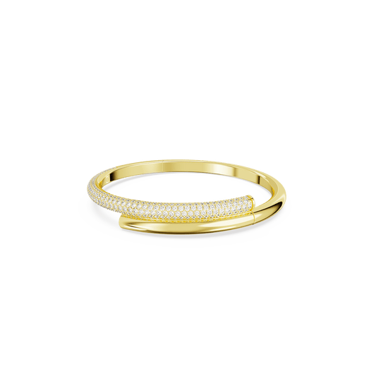 Dextera bangle, Magnetic closure, White, Gold-tone plated