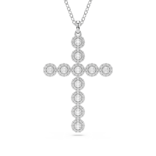 Insigne pendant, Mixed cuts, Cross, White, Rhodium plated