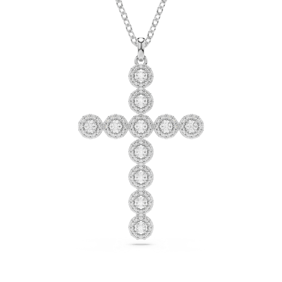 Insigne pendant, Mixed cuts, Cross, White, Rhodium plated