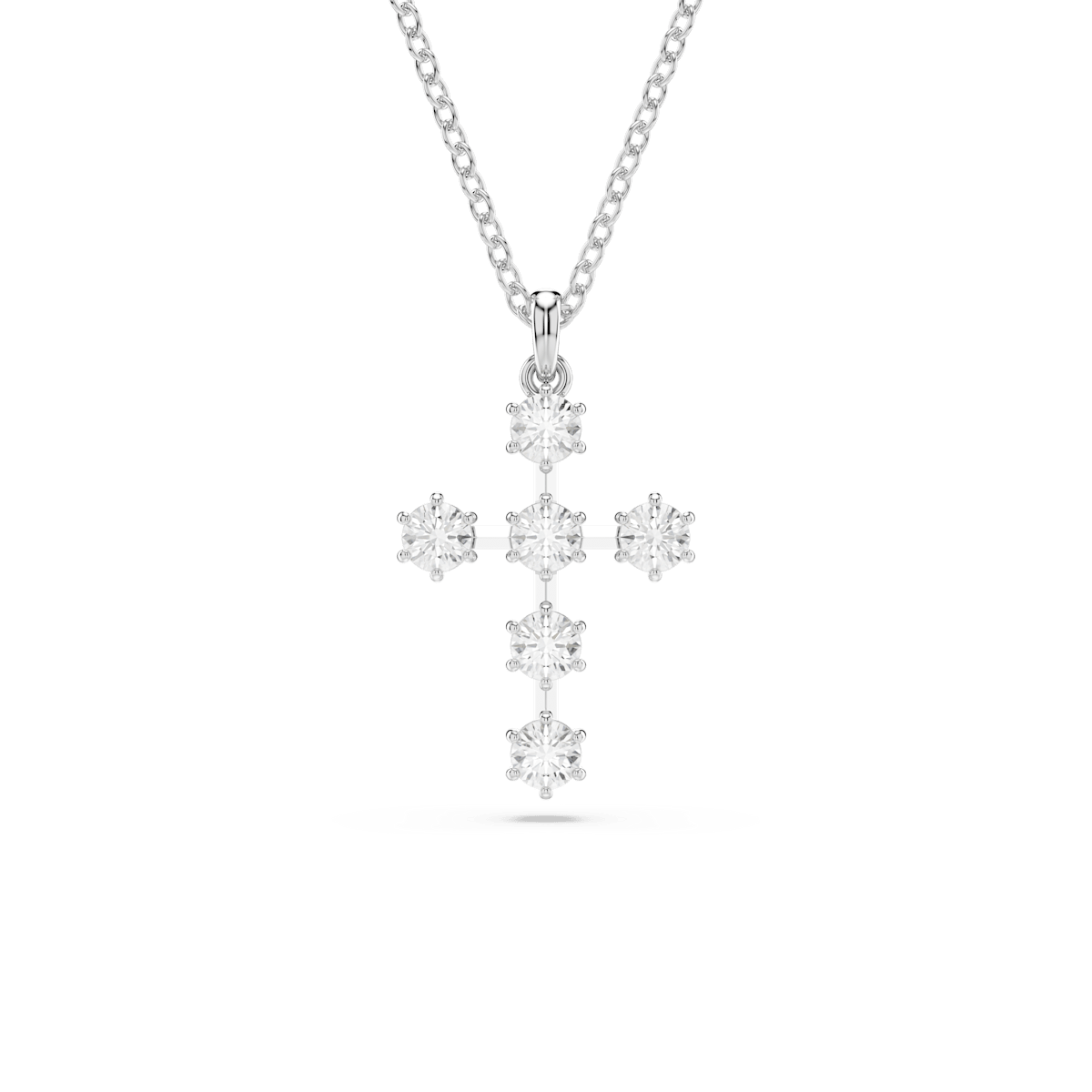 Insigne pendant, Round cut, Cross, White, Rhodium plated