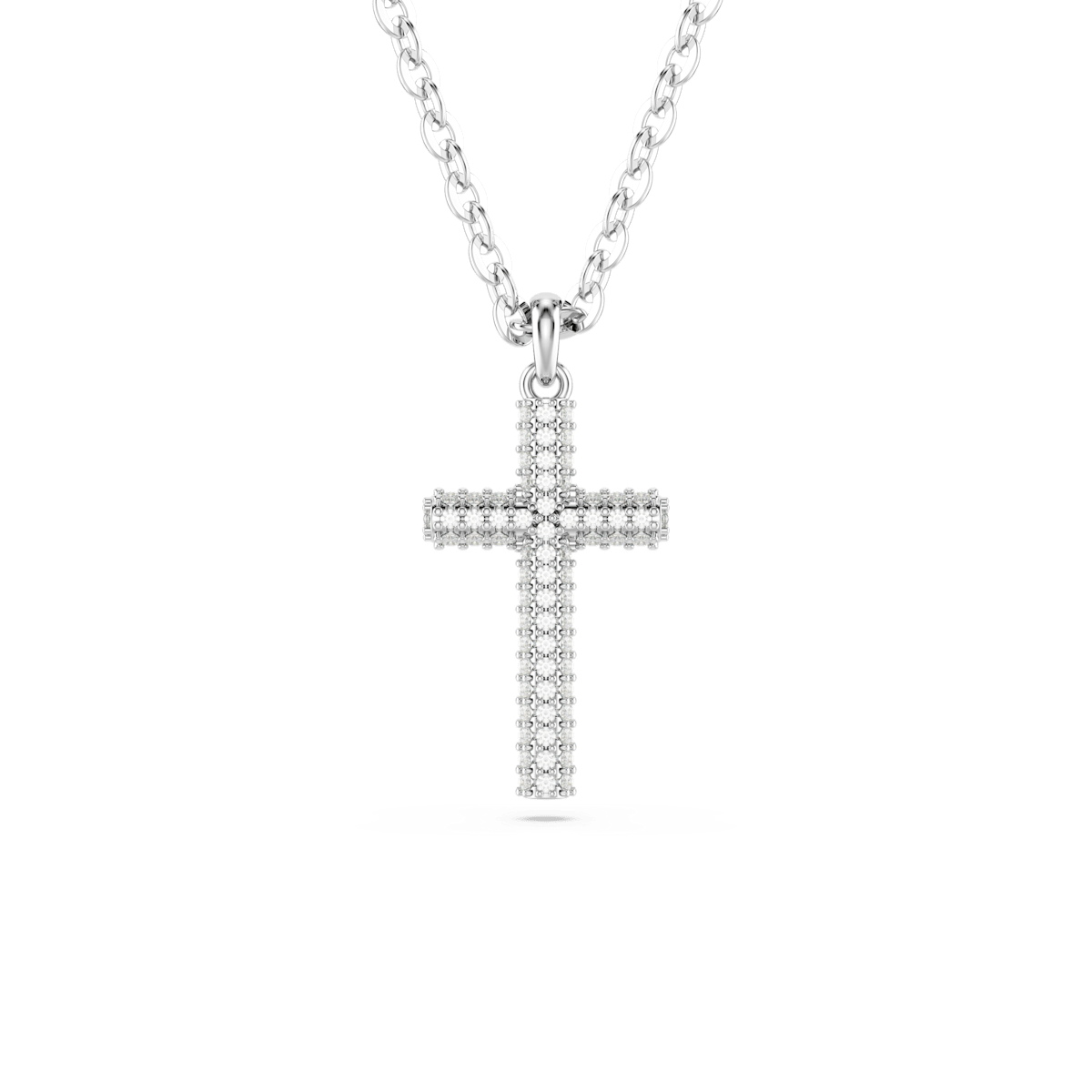 Insigne pendant, Pavé, Cross, White, Rhodium plated