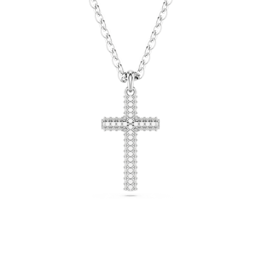 Insigne pendant, Pavé, Cross, White, Rhodium plated