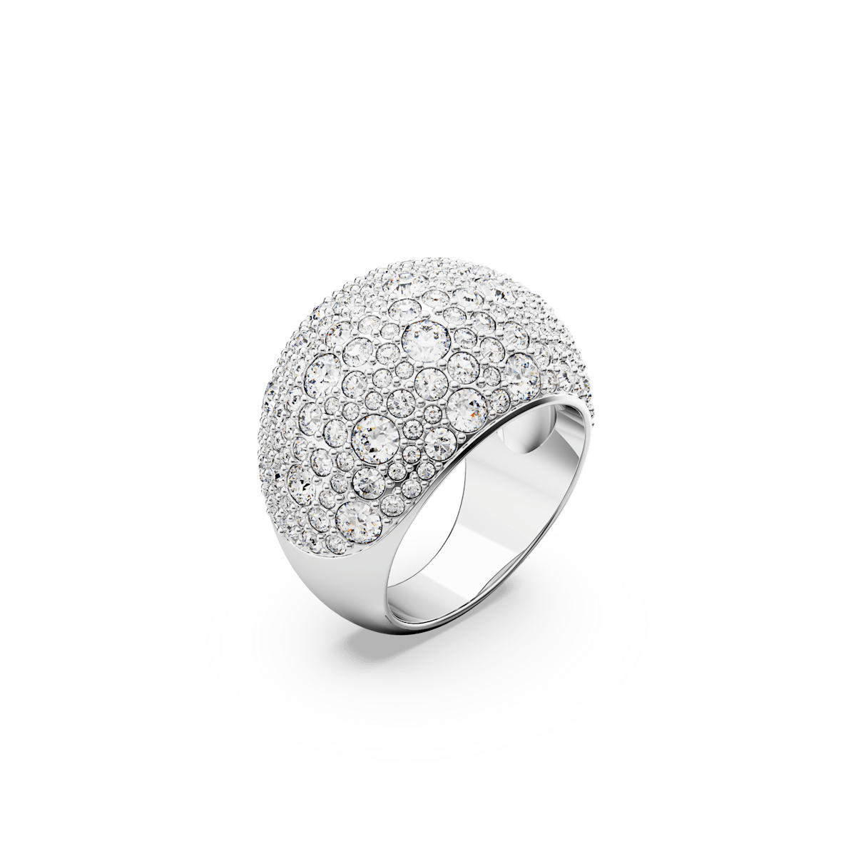 Luna cocktail ring, Moon, White, Rhodium plated