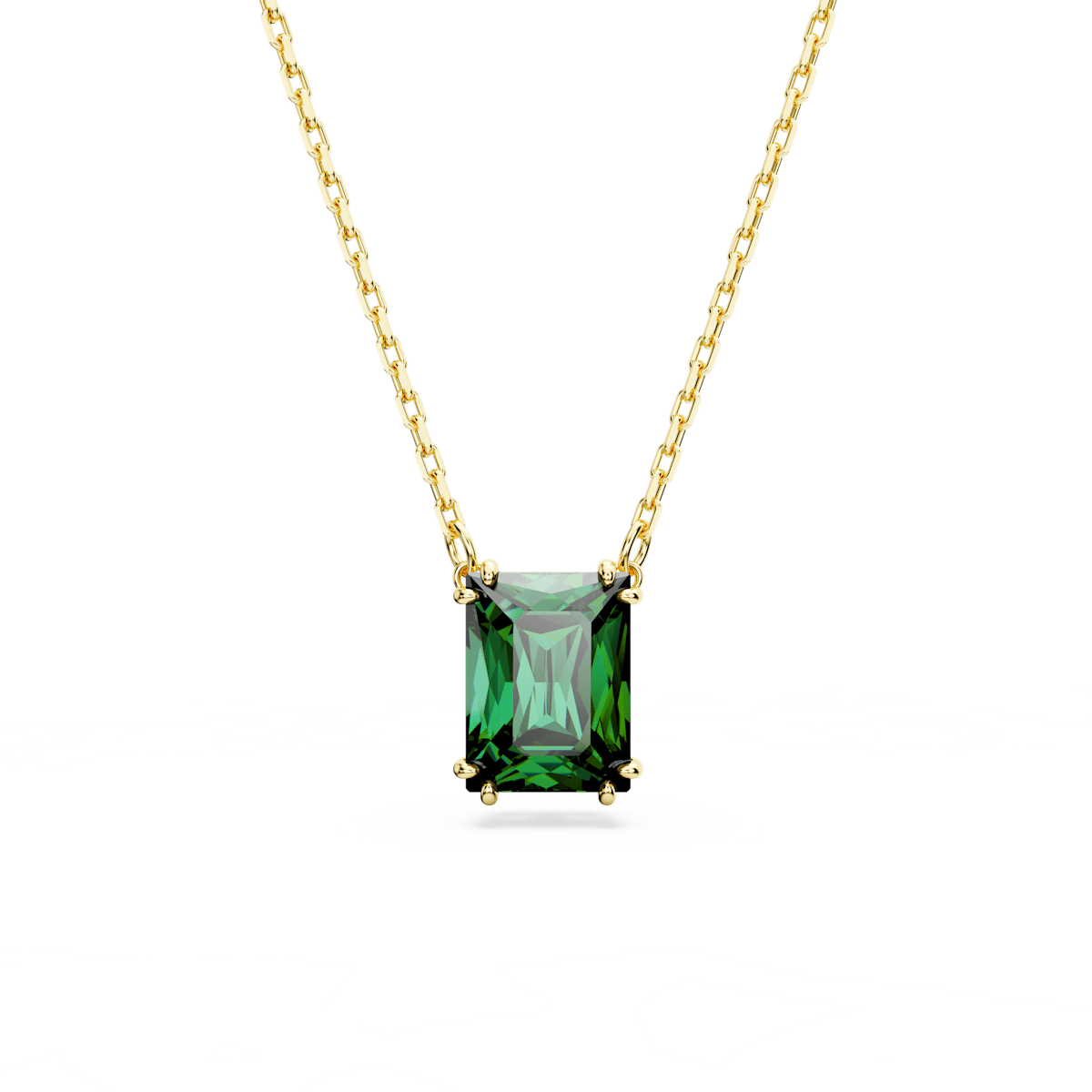 Matrix pendant, Rectangular cut, Green, Gold-tone plated